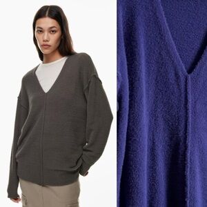 Aritzia Wilfred Free Purple Hush Knit V-Neck Sweater
